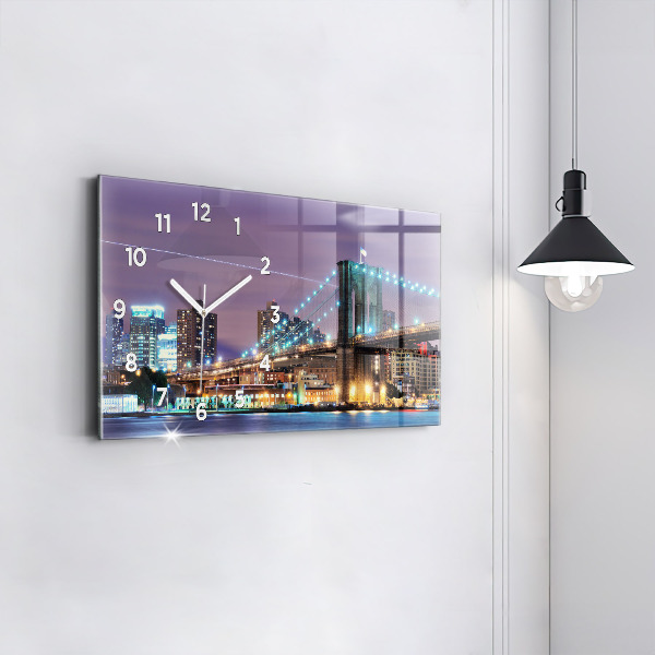 Horizontal wall clock Brooklyn Bridge and East River