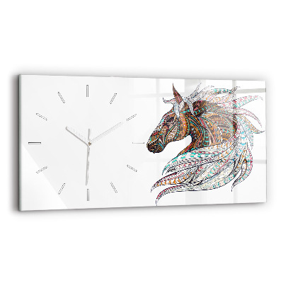 Horizontal wall clock Horse illustration