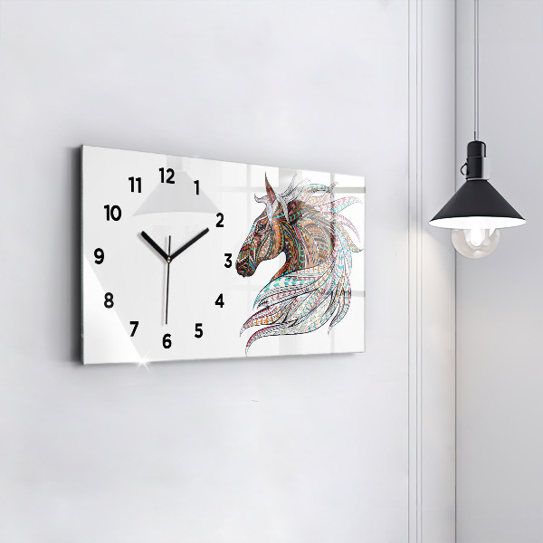 Horizontal wall clock Horse illustration