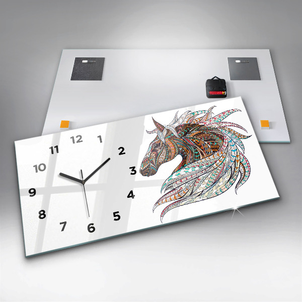 Horizontal wall clock Horse illustration