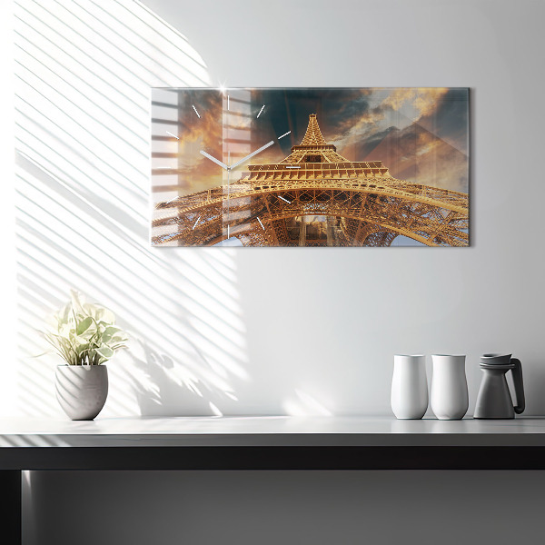 Horizontal wall clock The Eiffel Tower in the sunlight