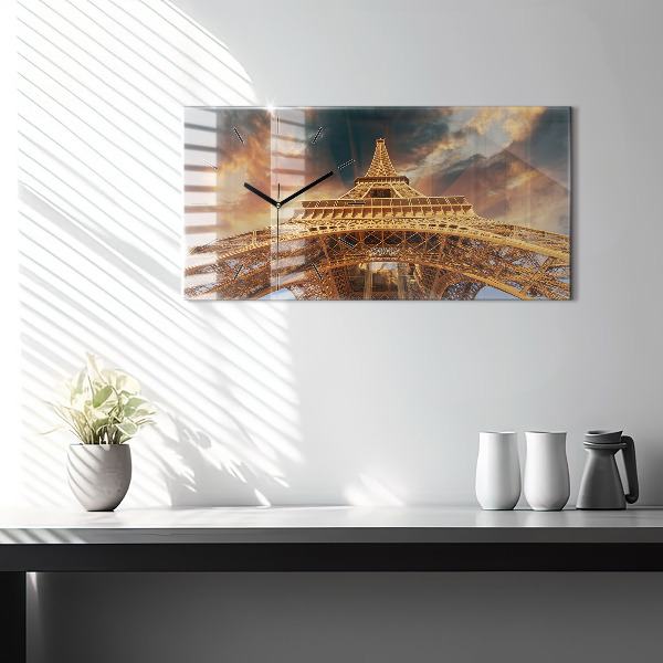 Horizontal wall clock The Eiffel Tower in the sunlight