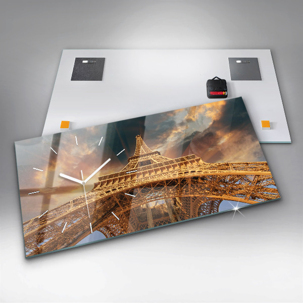 Horizontal wall clock The Eiffel Tower in the sunlight