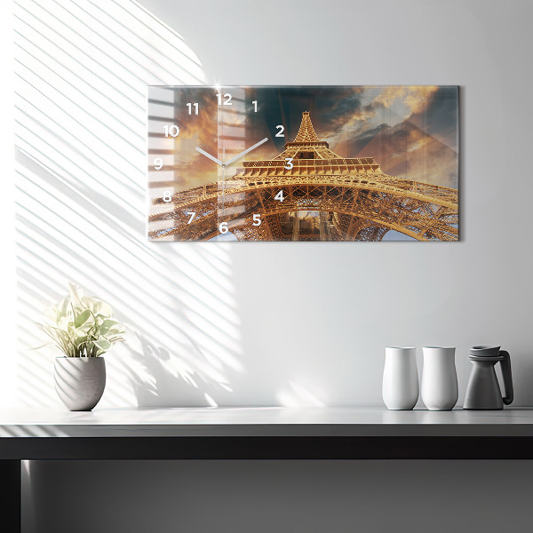 Horizontal wall clock The Eiffel Tower in the sunlight