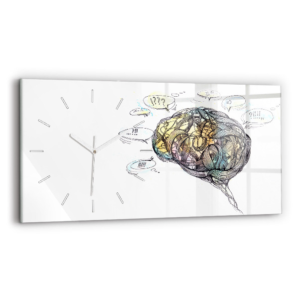 Horizontal wall clock Artistic representation of the brain