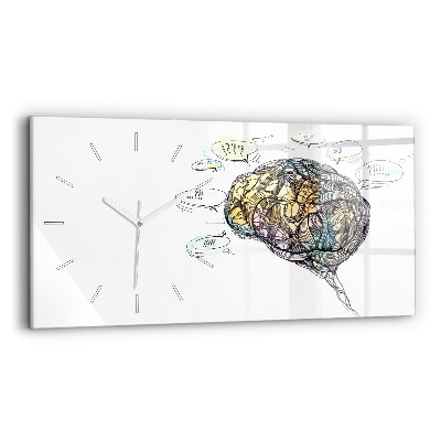 Horizontal wall clock Artistic representation of the brain