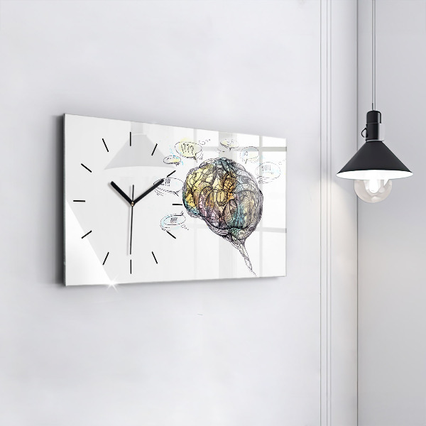 Horizontal wall clock Artistic representation of the brain