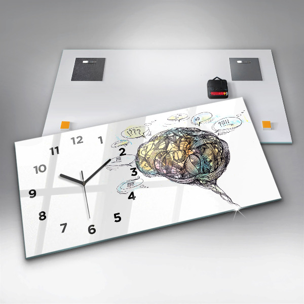 Horizontal wall clock Artistic representation of the brain