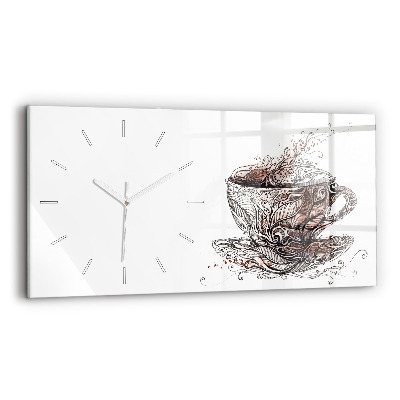 Horizontal wall clock Cup of Coffee
