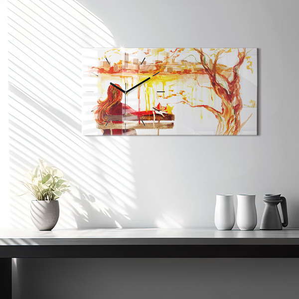 Horizontal wall clock Autumn Landscape