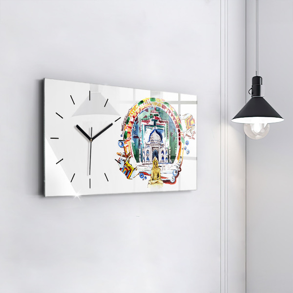 Horizontal wall clock Buddha painting in the temple