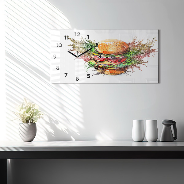 Horizontal wall clock XXL Cheese Burger