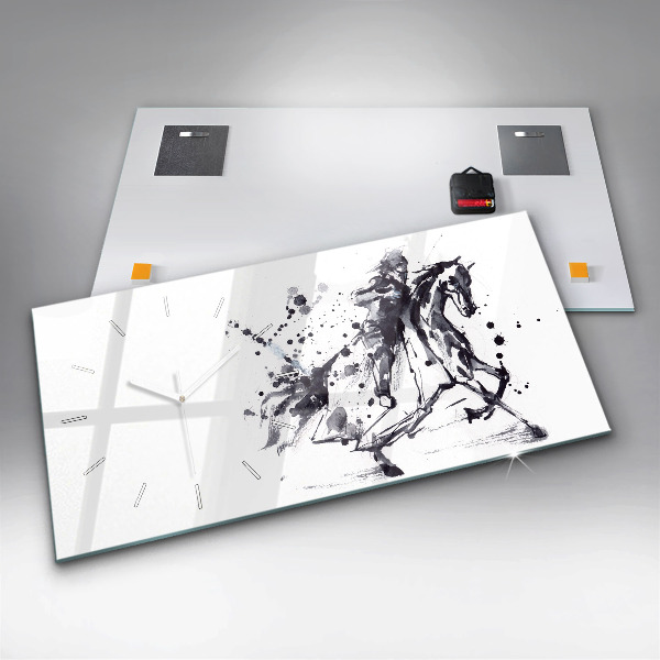 Horizontal wall clock Knight on horseback