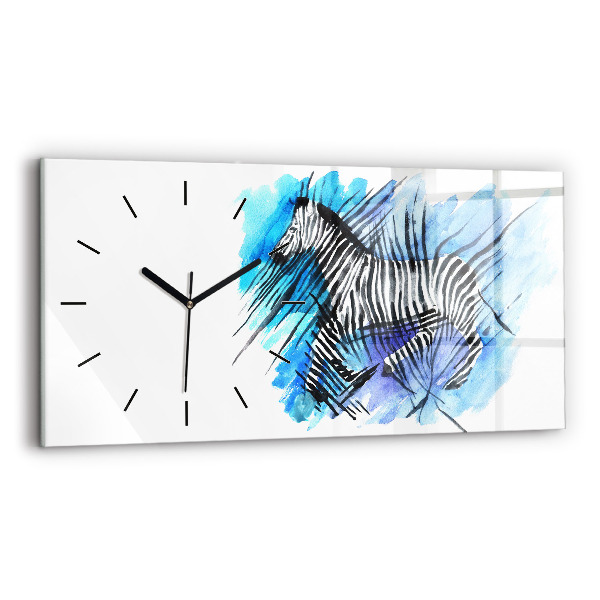 Horizontal wall clock Painted Zebra