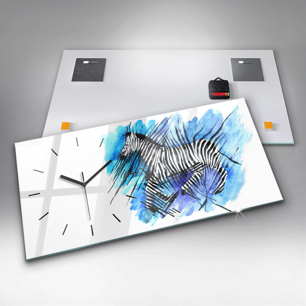 Horizontal wall clock Painted Zebra