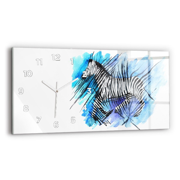 Horizontal wall clock Painted Zebra