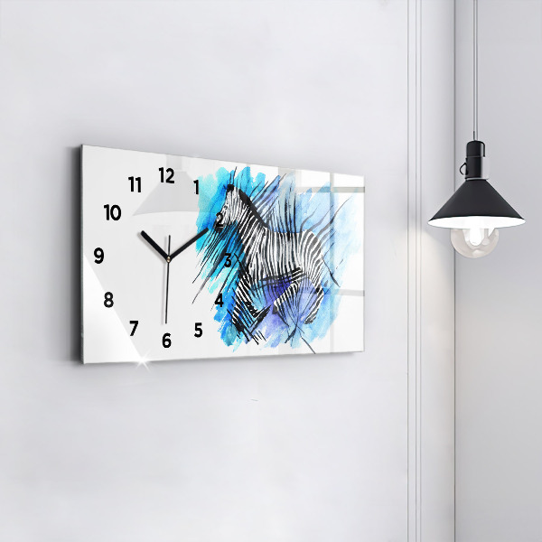 Horizontal wall clock Painted Zebra