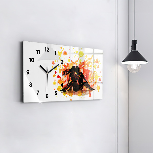 Horizontal wall clock Love and a couple in love
