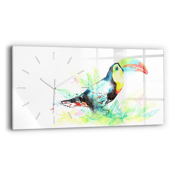 Horizontal wall clock Toucan in the grass