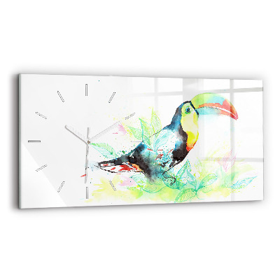 Horizontal wall clock Toucan in the grass