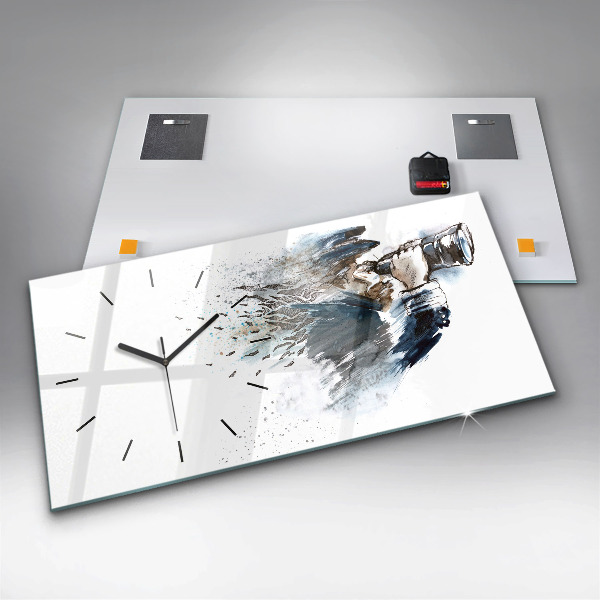 Horizontal wall clock Ship captain with binoculars