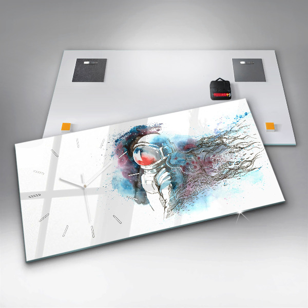 Horizontal wall clock Astronaut abstraction