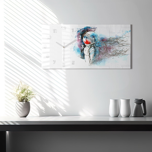 Horizontal wall clock Astronaut abstraction