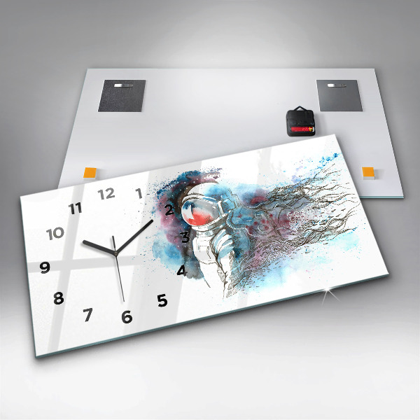 Horizontal wall clock Astronaut abstraction