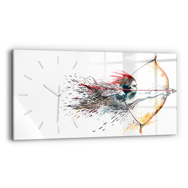 Horizontal wall clock A warrior on the hunt