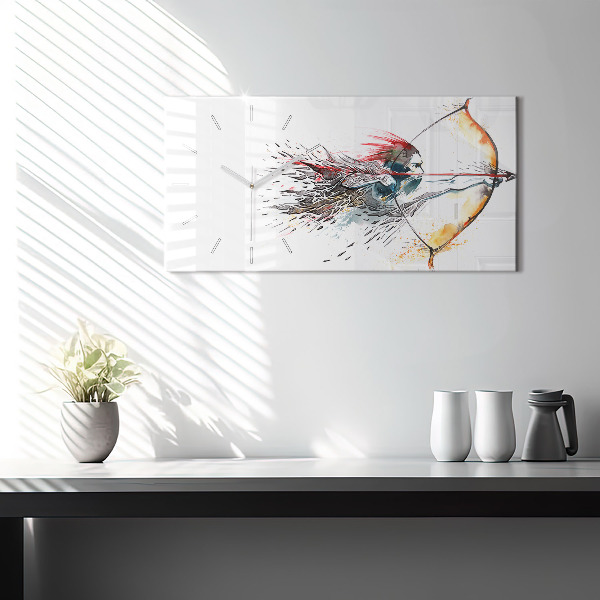 Horizontal wall clock A warrior on the hunt