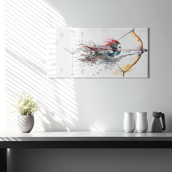 Horizontal wall clock A warrior on the hunt