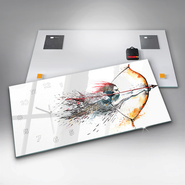 Horizontal wall clock A warrior on the hunt