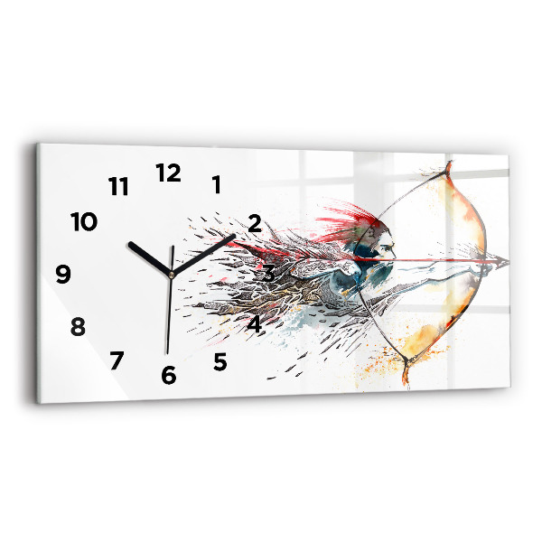 Horizontal wall clock A warrior on the hunt