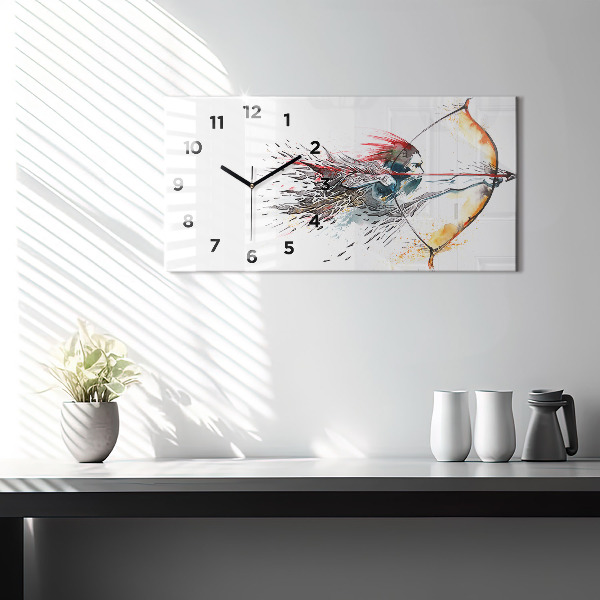 Horizontal wall clock A warrior on the hunt