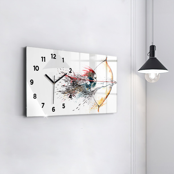 Horizontal wall clock A warrior on the hunt
