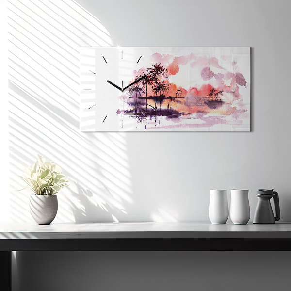 Horizontal wall clock Tropical Landscape