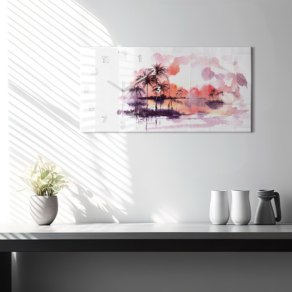 Horizontal wall clock Tropical Landscape