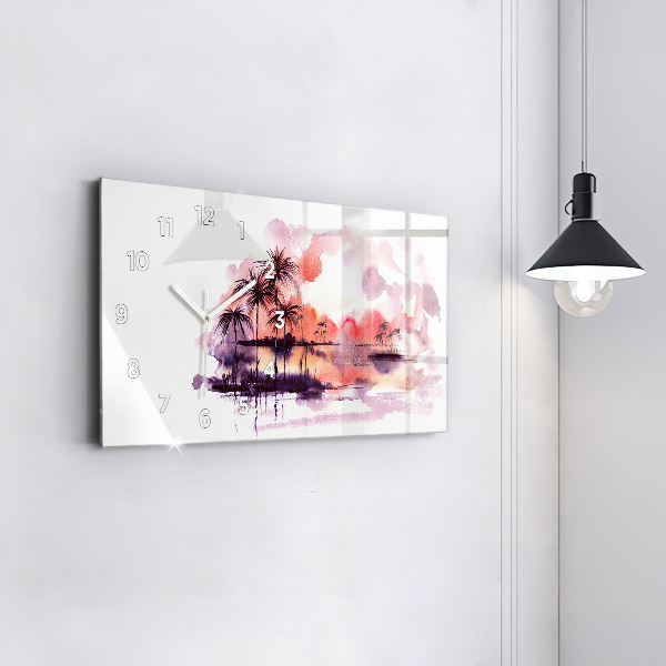 Horizontal wall clock Tropical Landscape