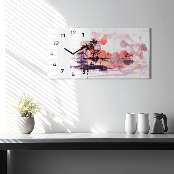 Horizontal wall clock Tropical Landscape