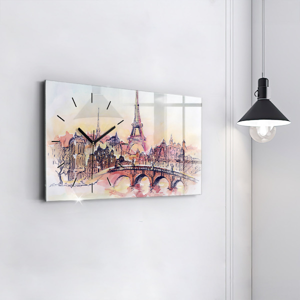 Horizontal wall clock Painted Landscape of Paris