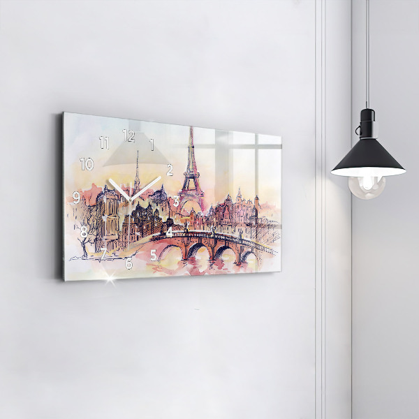 Horizontal wall clock Painted Landscape of Paris