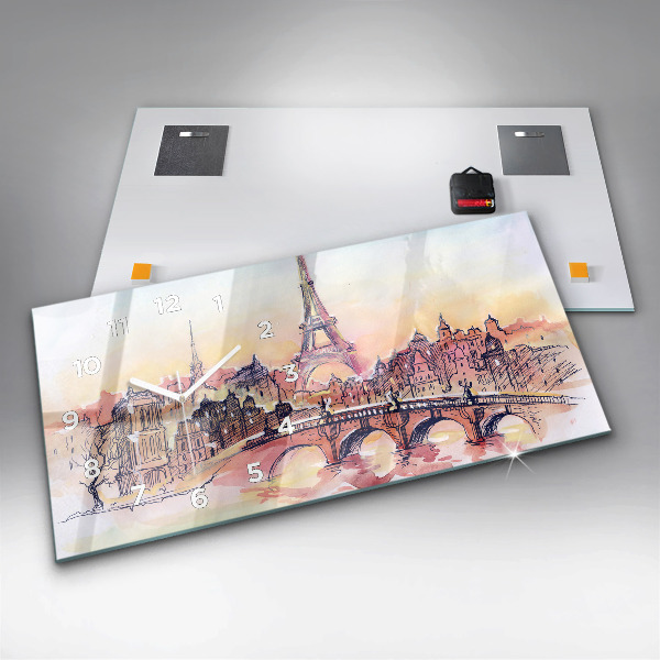 Horizontal wall clock Painted Landscape of Paris
