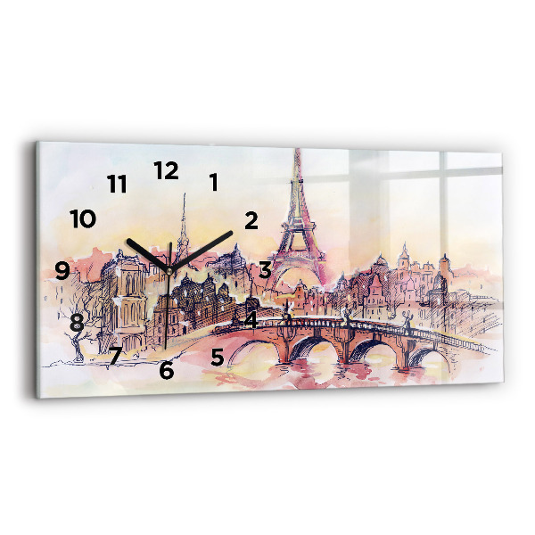 Horizontal wall clock Painted Landscape of Paris