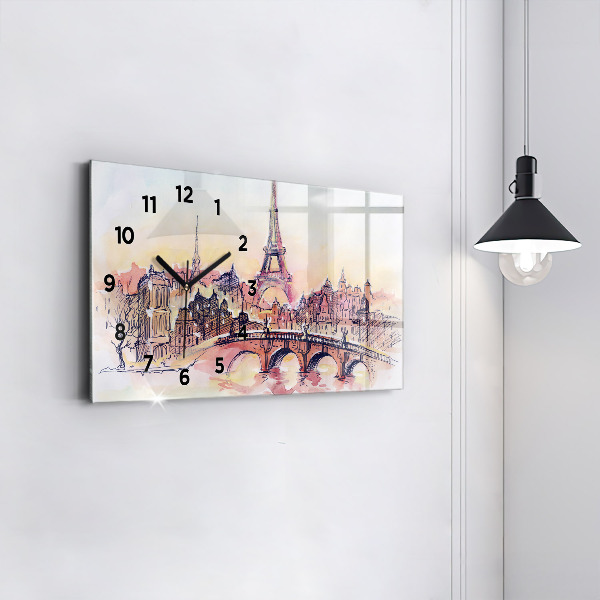 Horizontal wall clock Painted Landscape of Paris