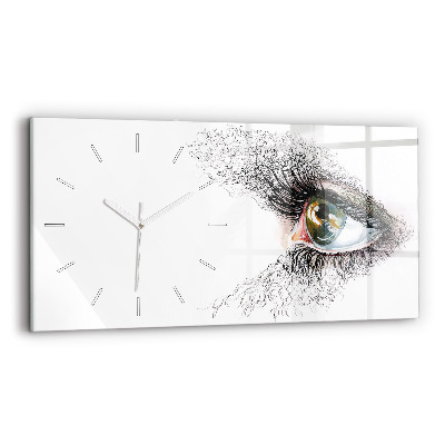 Horizontal wall clock Drawing of a human eye