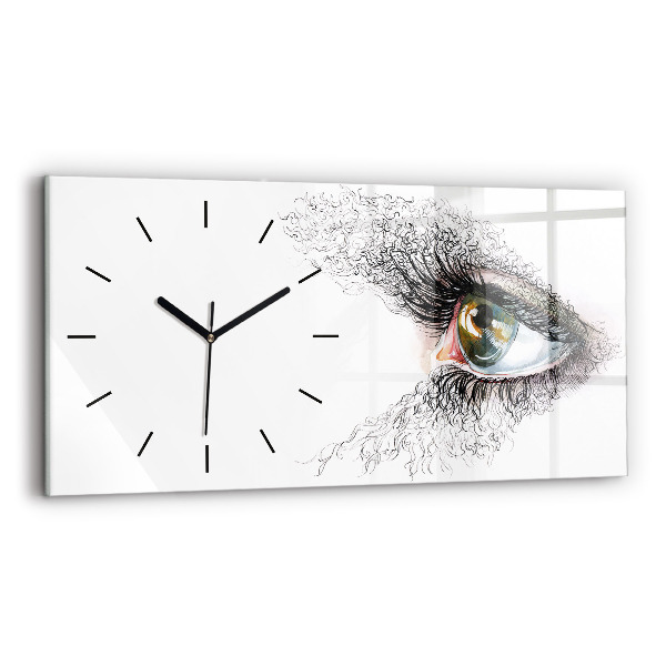 Horizontal wall clock Drawing of a human eye