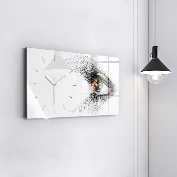 Horizontal wall clock Drawing of a human eye
