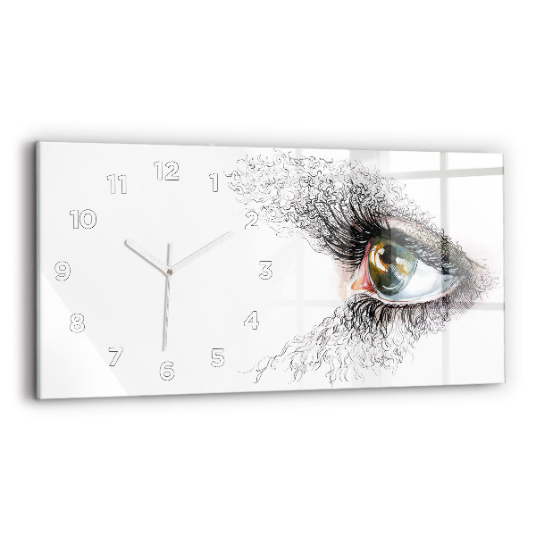 Horizontal wall clock Drawing of a human eye