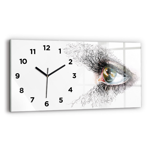 Horizontal wall clock Drawing of a human eye
