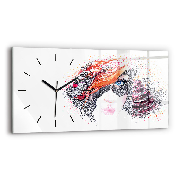 Horizontal wall clock Sweet woman with cake